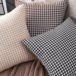 Houndstooth Customizable Polyester Throw Pillow Cover Instagram style Nordic Light Luxury Bedside Cushion Office Backrest Pad