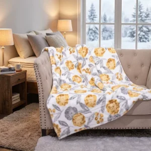 Household Electric Heated Flannel Blanket with Overheat Protection Temperature Controlled Fast Heating Washable