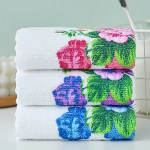 Household Printed Pure Cotton Floral Bathroom Towels Children Square Soft Highly Absorbent Hand Towels Small Face Towels