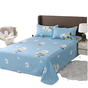 Household Printing 3 Piece Flat Bed Sheet Pillowcase Set Custom Floral Solid Pattern King Size for Home Hotel Use