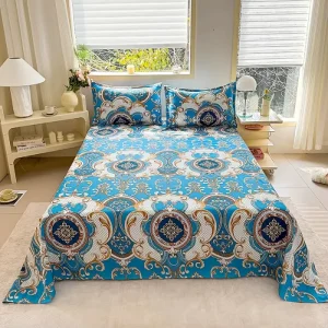 Household Printing Flat Bed Sheet Pillowcase Custom Right Angle Flat Sheet Set