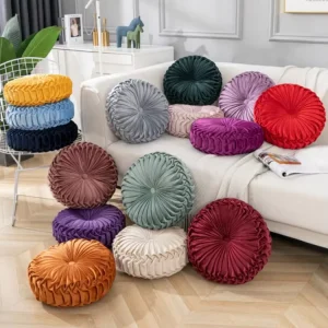 Household Round Cushions Pillows Home Decor 100% Polyester Fiber Solid Color Sofa Throw Pillows Waist Cushion