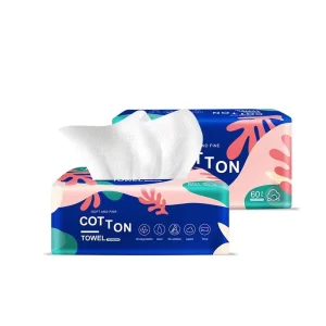 Huanyu 100% Organic Soft Cotton Disposable Face Towel OEM Hand Wash Cleaning Tissue Salon Spa Makeup Babies Feminine Use 40g