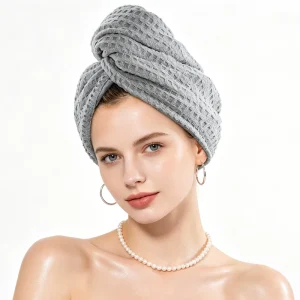 Huishunlong Waffle Honeycomb Breathable Soft Absorbent Fashion Popular Hair Towel Suitable Home Use Summer Shower