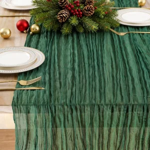 Hunter Green Cheesecloth Table Runner 35X120Inch Cheese Cloth Table Runner 10Ft Boho Gauze Table Runner for Wedding