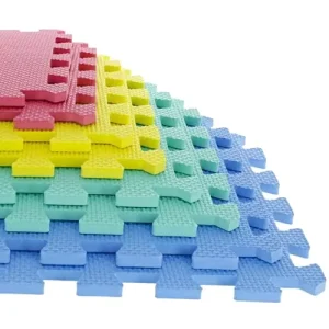 Hydefoam Foam Mat Floor Tiles Interlocking EVA Waterproof Soft Exercise Camping Gym Playroom 8 Piece Set Multi Color