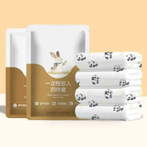Hyges OEM/ODM Disposable Bedding Set – 4 Piece Non-Woven Travel Bed Sheets Quilt Cover Pillowcase Ultra Soft for Hotel Hospital