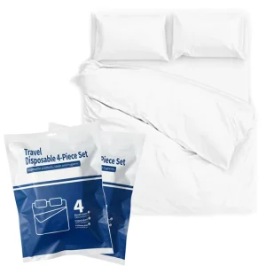 Hygienic Portable Bed Sheet Duvet Cover Pillowcase Disposable Non-Woven 4-Piece Travel Bed Set for Business Trip
