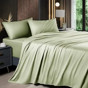 Hypoallergenic Cooling Moisture Wicking OEKO TEX Certified Solid Color Queen King Size Bamboo Fiber Bedding