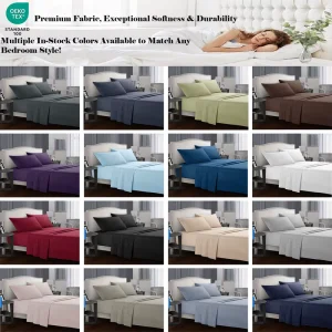 Hypoallergenic Microfiber Bed Sheet Set Anti Bacterial Breathable 4 Piece Bedding Set Durable Bed Sheets for Bedroom