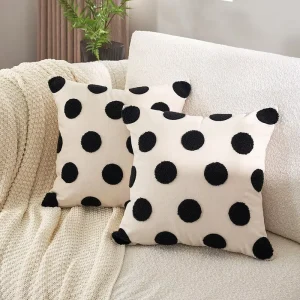 INS Style Tufted Heart Polka Dot Throw Pillow Cover Minimalist Modern Sofa Decor Cushion Case