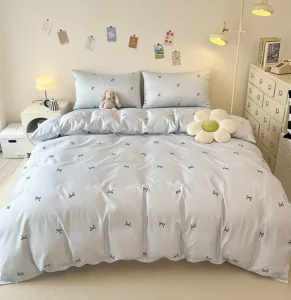 Ice Silk Bedding Set Summer Cooling Smooth Naked Sleep Bed Sheets Duvet Cover Set for Dormitory Home