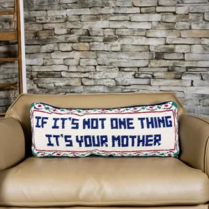 If Is Not One Thing It’s Your Mother Custom Letter Sofa Decor Embroidery Extended Lumbar Pillow Cushion Needlepoint Pillowcase