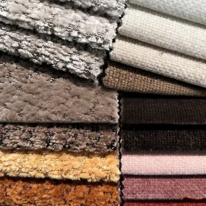 In Stock High Grade Solid Color 100% Polyester Waterproof Woven Chenille Fabric Thickened Linen Like Upholstery