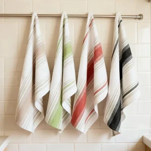 In Stock Kitchen Accessories Striped Water Absorbent 45*65CM Tea Towels Multifunctional Soft 100% Cotton Kitchen Tea Towels