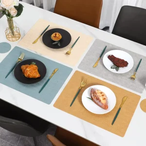 In Stock Nordic Texture Rectangle Placemat Double Sided Waterproof Heat Resistant Table Mat for Home Hotel