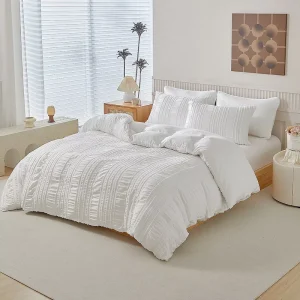 In Stock White Pulling Flower Bedding Set 3pcs Striped Duvet Cover Sets With Pillow Cases