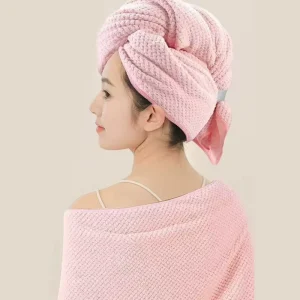 In-stock Ultra-fine Fiber Plain Weave One-piece Hair Drying Cap Large Thickened Towel for Drying Long Hair Women