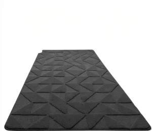 Indoor Door Mat 36×59″ Non Slip Absorbent Geometric Pattern Machine Washable Low Profile Welcome Mat Entryway Black
