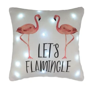 Indoor Outdoor Decorative LED Light up Flamingo Cushion Pillow