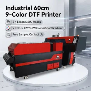 Industrial 60cm DTF Printer 4 Epson I3200 Heads Pro 9-Color DTF Printing Machine with Neon Spot Gradient Color for T-Shirt