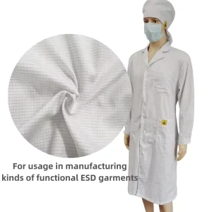 Industrial 65% Polyester 33% Cotton 2% Carbon Yarn ESD Cleanroom Washable TC Cloth Fabric