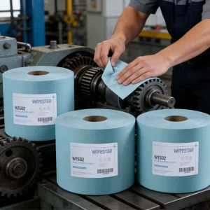 Industrial Heavy Duty Wipes Poly Cellulose Nonwoven Wiper Reusable Lint Free Jumbo Roll Cleaning Cloths for Dirt Oil