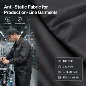 Industrial Operations Woven Fabric for Production-Line Garments Anti-Static 65/35 Polyester Cotton Twill Textile Fabric