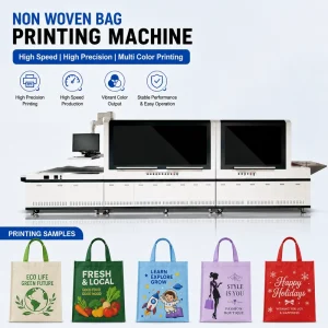 Industrial UV Bag Printer with Dynamic Database EXCEL CSV CMYK 108mm+108mm Color Speed 40-60pcs/min 1-Year Support