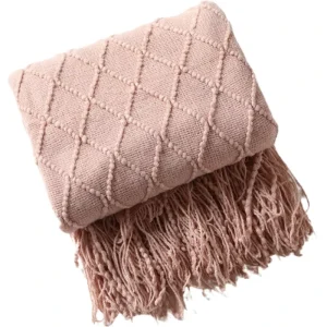 Inermor Customizable Europe Style All Season Heated Woven Tassel Pendant Polyester Knitted Throw Blanket
