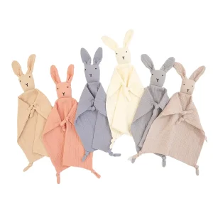 Infant Rabbit Security Blanket Cotton silk Crepe Soft Solid Colors Baby Sleep Soothing Hand Towel Hand Towel Wiping Saliva Cloth