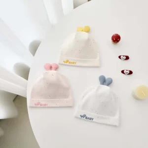 Infant Tubular Beanie Hat Cotton Spandex Double layer Windproof Cap with Cartoon Pattern for Newborns 0 6m Four Seasons Use