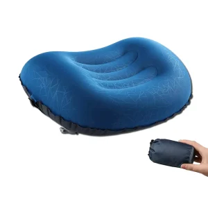 Inflatable Camping Pillow Travel for Backpacking and Airplane Lumbar Support 2.0 Ultralight Ergonomic Cushion