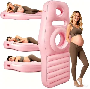 Inflatable Maternity Pillow with Head Hole for Pregnant Women Eco friendly PVC O shaped Design Abdominal Support Prone Sleep