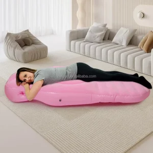 Inflatable Pregnancy Body Pillow Flocked Air Mattress with Hole for Pregnant Women Comfortable Support for Sleeping