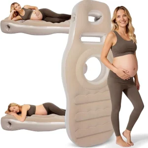 Inflatable Pregnancy Pillow with Abdominal and Head Openings, Portable PVC Mattress for Back and Hip Pain Relief