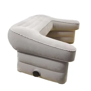 Inflatable U Shape Ergonomic Reading Gaming Pillow with Armrest and Waist Support Knitted Design for Legs Portable Bed Rest