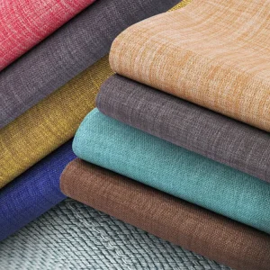 Inherent Flame Retardant 100% Polyester Heavyweight Plain Woven Blackout Linen Look Curtain Fabric Upholstery OEKO TEX STANDARD