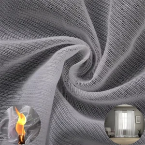 Inherent Flame Retardant Window Sheer 100% Polyester Jacquard Fabric Solid Sheer Voile Curtain Fabric for Living Room