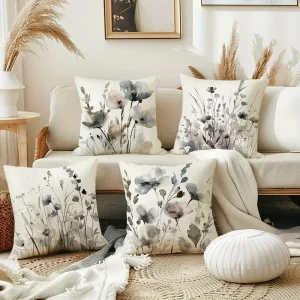 Ink Wash Floral Pillow Covers Decorative Throw Cushion Cases for Sofa Couch Modern Farmhouse Home Decor