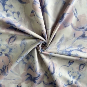 Ink Wash Watercolor Floral Twill Print 100% Polyester Microfiber Fabric Dusty Blue Pink Soft Bedding Material Curtain Garment