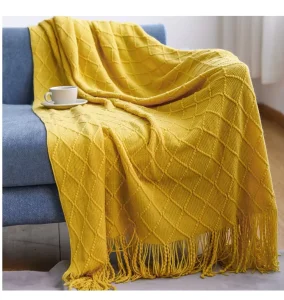 Innermor Luxury Embroidered Woven 100% Polyester Square Plain Soft Sofa Throw Blanket Modern Winter Office Bed Decor for Travel