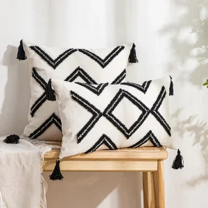 Innermor Luxury Square Boho Tufted Embroidery Woven High Modern Throw Pillow Case Geometric Pattern Soft Polyester Hospital Home