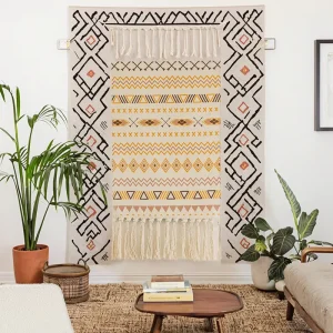 Innermor Luxury Woven Wall Hanging Handmade Bohemian Fringe Tassel Banner Washable Cotton Linen Tapestry Wall Decor Decorative