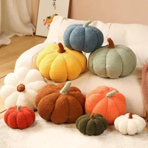 Ins Creative Cute Pumpkin Plush Throw Pillow with Cotton Filling Nordic Halloween Design for Sofa Cushion