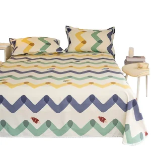 Ins Fresh Cotton Printed Bed Sheet Set Coarse Lace Thickened Three-Piece for Kids Student Dormitory Bedding