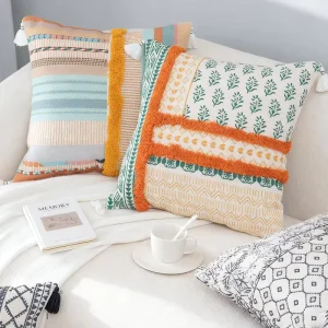 Ins Nordic Region Style Tufted Throw Pillow Stylish Versatile Guesthouse Decor Square Bolster Cover Cartoon Anime Pattern