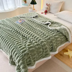 Ins Solid Color Rabbit Fur Plush Blanket Woven Thickened Spring Nap Air Conditioning Blanket Cross Border Throw for Bed Blanket