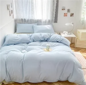 Ins Style Breathable Yarn Dyed Polyester Bedding Set Customized Brushed Bed Sheet Duvet Cover Set Microfiber