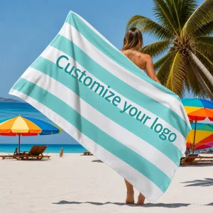 Ins Style Microfiber Single Yarn Beach Bath Towel Custom Printing Logo Quick-Drying Double-Sided Fleece Striped Summer